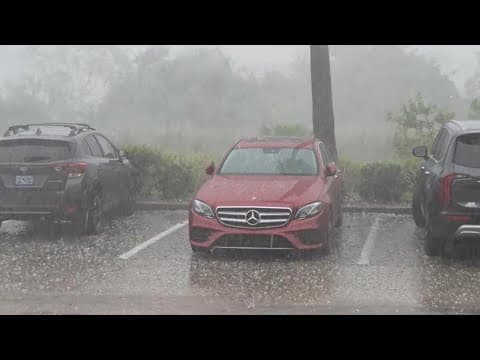 Hail batters cars in East Tampa