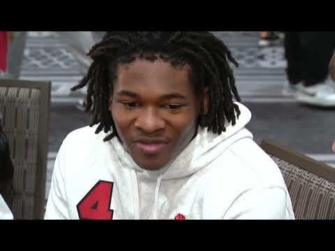 WR Jeremiah Smith speaks at media day ahead of Rose Bowl