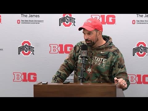 Ohio State head coach Ryan Day speaks as third week of spring practice begins