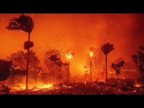 Out of control wildfires burn in Los Angeles area of California