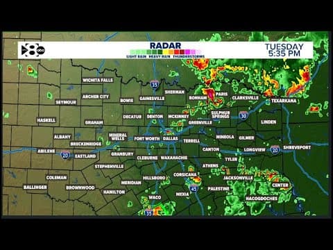 LIVE RADAR: Tracking rain moving across North Texas Tuesday