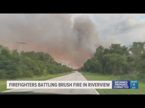 Fire crews battle 75-acre brush fire in Hillsborough County