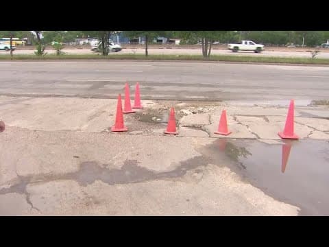 Driveway of Houston business eroding after months of water leakage from damaged fire hydrant