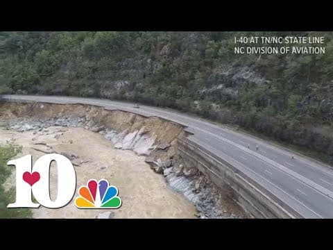 Aerial video shows massive damage to I-40 at NC and TN state line that will take 'months' to fix