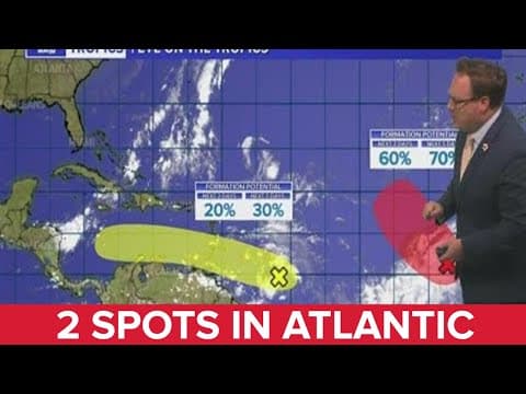 Monday evening tropical update: 2 systems in the Atlantic