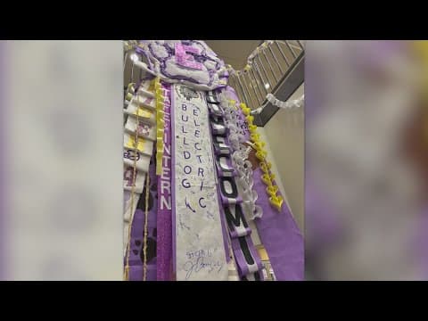 Everman High School builds and unveils a giant two-story homecoming mum