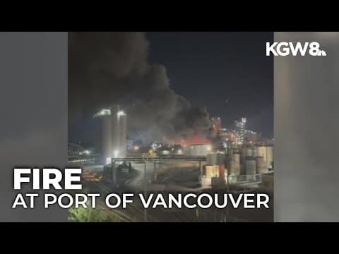 Fire sends up plume of smoke at Port of Vancouver metal shredding facility