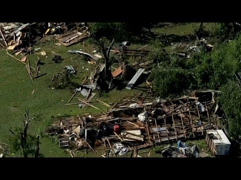 Aerial video shows damage from tornadoes, severe storms