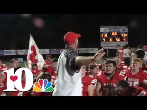 Halls football celebrates victory in its season opener after not winning a game at home last season