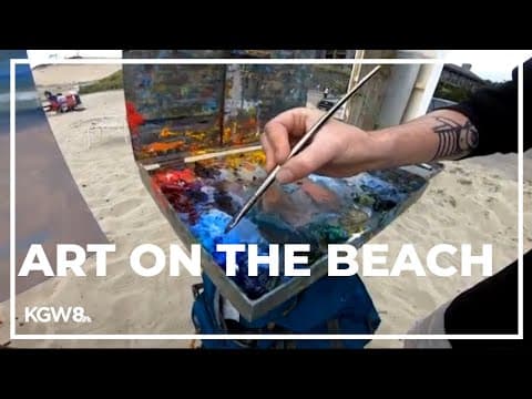 Artist at Cape Kiwanda uses sand dollars as her canvas