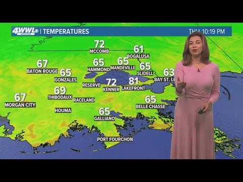 New Orleans Weather: Warm with sunny skies, cool front to arrive late Monday and early Tuesday