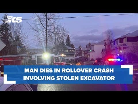 Man dies in rollover crash involving stolen trailer, excavator