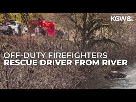 Off-duty firefighters rescue driver from river crash
