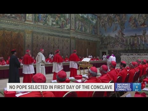 Black smoke pours out of Sistine Chapel chimney; no pope elected on conclave's 1st ballot