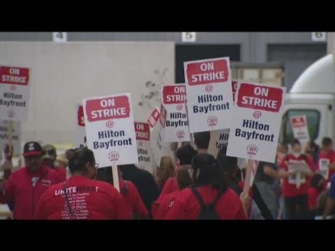 Hilton San Diego Bayfront hotel workers walk off the job ahead of Comic-Con