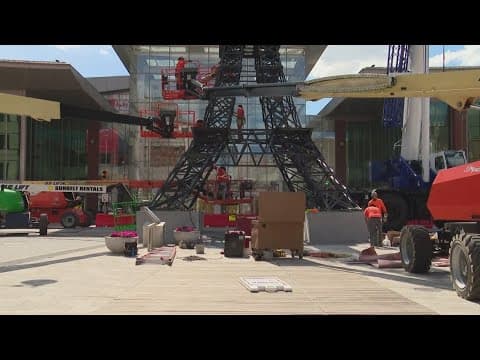 Eiffel Tower replica built in front of Indiana Convention Center
