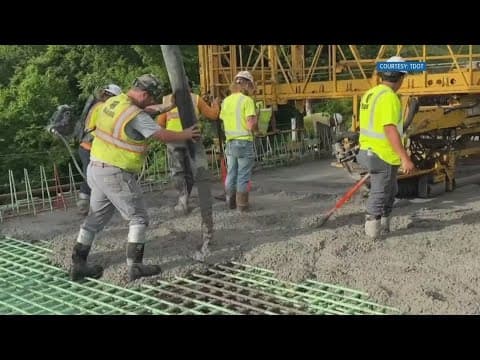 TDOT crews pour concrete on new bypass bridge