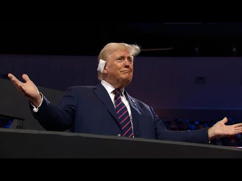 Donald Trump makes appearance at 2024 RNC with bandaged ear