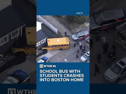 School bus with students crashes into Boston home