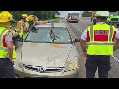 'Close call' on interstate as object impales woman’s windshield