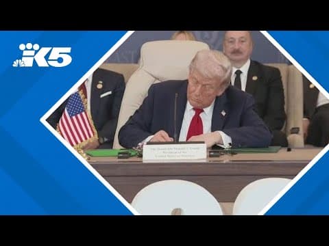 President Trump returns after peace deal signing