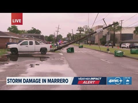 Storm damage in Marrero | Downed trees, snapped power lines