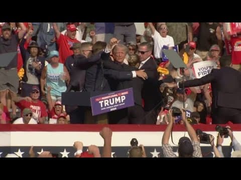 Chaos at Donald Trump campaign rally after shots fired