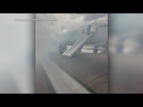 Passengers evacuated from American Airlines flight at Denver airport