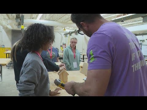 Teen girls learn about building trades in construction camp