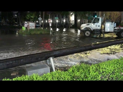 Apparent water line break causes flooding on Yale Street at Center Street