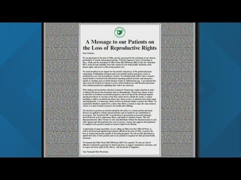 Group of Ohio doctors sign letter opposing abortion ban