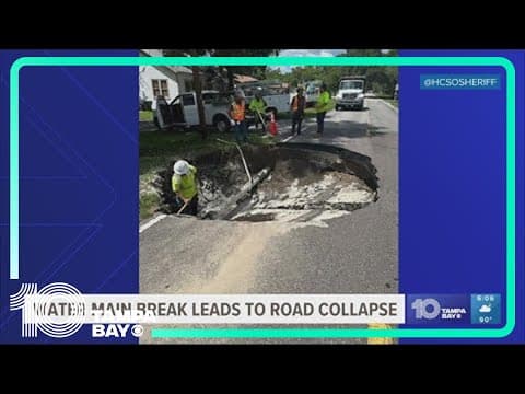 Water main break causes part of road to collapse in Brandon