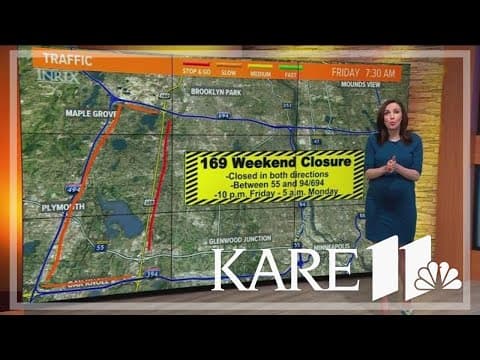Highway 169 closed in both directions in the metro this weekend