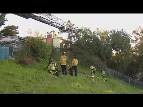 Firefighters rescuing dog trapped in 60 foot hole in Chula Vista