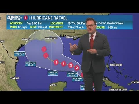 Tuesday 10pm Tropical Update: Rafael strengthens, could become Cat. 2