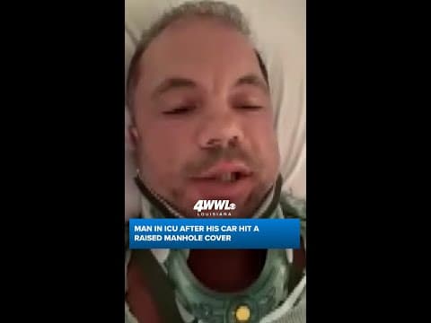 Man in ICU after car hits raised manhole