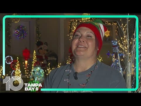 Woman uses extravagant Christmas light display to raise awareness of rare condition she lives with