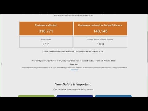 More than 300K customers without power in Houston area after Beryl made landfall, CenterPoint says