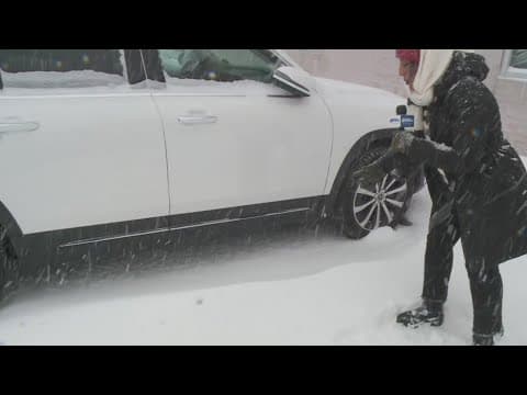 Snowdrifts pile up outside WWL in New Orleans