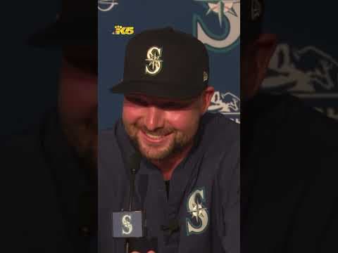 Mariners pitcher Bryce Miller asking the tough questions to Cal Raleigh #mlb #baseball