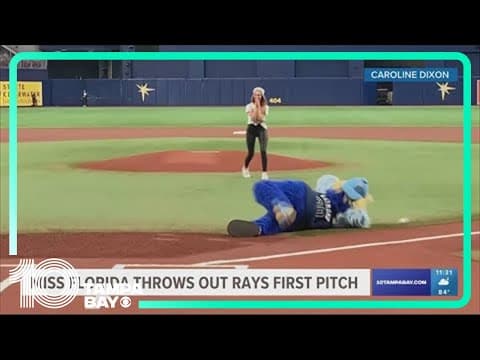 Miss Florida USA 2023 Caroline Dixon throws first pitch at Rays game