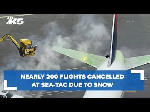 Nearly 200 flights canceled at Sea-Tac Airport as snow falls across western Washington