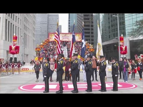 H-E-B Thanksgiving Day parade: Presentation of Colors by HPD Honor Gaurd, TSU Ocean of Soul Marching