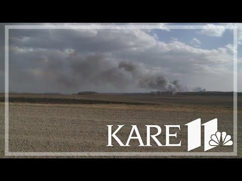 Multiple agencies battled a huge grass fire near Waseca