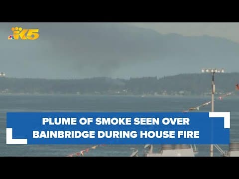 Dark plume of smoke seen over Bainbridge Island during house fire