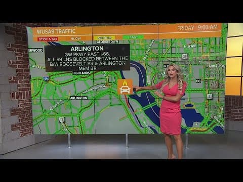 Car fire closes lanes on GW Parkway in Arlington, smoke seen near Lincoln Memorial