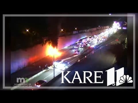 Multiple cars crash, catch fire on I-94