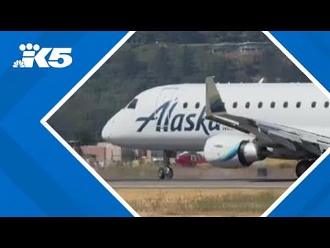 Video shows front wheel of Alaska Airlines jet wobbling during landing