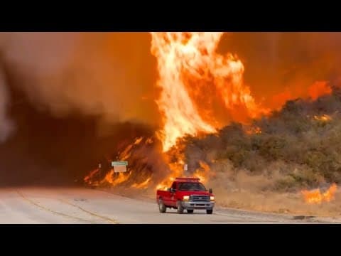Fast-moving wildfire threatens homes north of Los Angeles, thousands ordered to evacuate