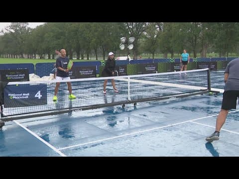 Wet weather didn't dampen pickleball on the National Mall